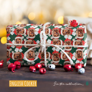 Grappig Engels Cocker Kerstpatroon Cadeaupapier