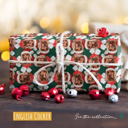 Grappig Engels Cocker Kerstpatroon Cadeaupapier