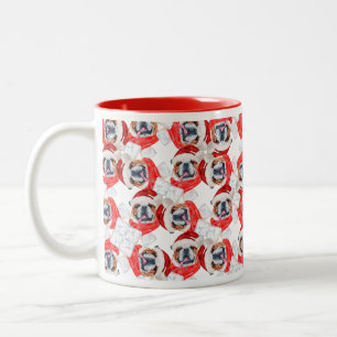 Grappig Engelse Bulldog Kerstpatroon Tweekleurige Koffiemok