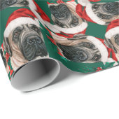 Grappig Engelse Mastiff Kerstpatroon Cadeaupapier (Rol Hoek)