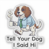 Grappig Engelse Springer HOND Zakelijk Pak Koffie Sticker (Voorkant)