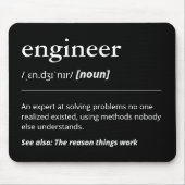 Grappig Engineer Definition Gift Minimalistisch Zw Muismat (Voorkant)