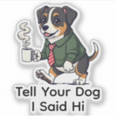 Grappig Entlebucher Berghond Zakelijk Pak Koffie Sticker (Voorkant)