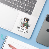 Grappig Entlebucher Berghond Zakelijk Pak Koffie Sticker (Laptop met iPhone)