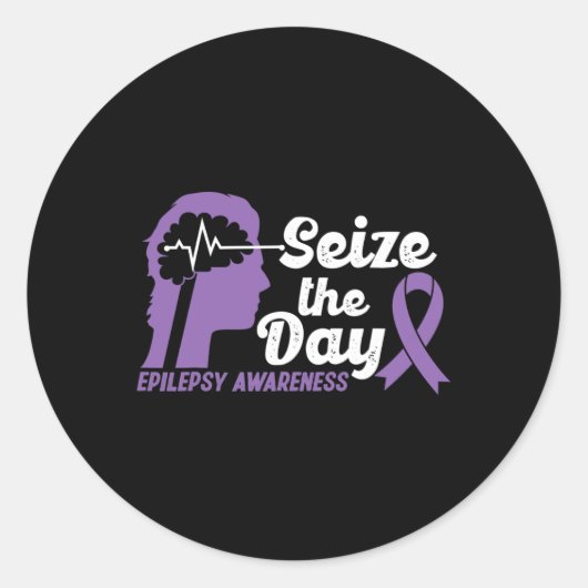 Grappig Epilepsy Bewustheid Neemt het Dagribbon 1  Ronde Sticker (Voorkant)