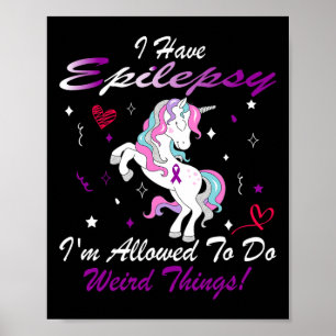 Grappig Epilepsy Bewustheid Unicorn Paars ik heb E Poster