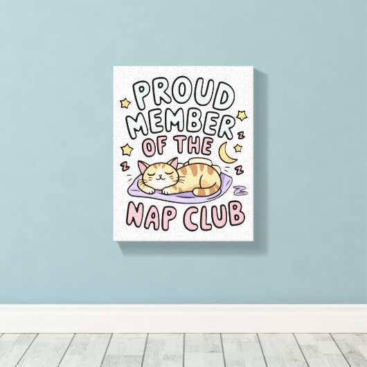 Grappig & esthetisch "Nap Club" Canvas Afdruk (Insitu (Houten vloer))