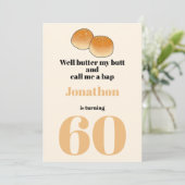 Grappig eten citaat uitnodiging voor 60e verjaarda (Staand voorkant)