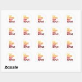 Grappig Eten Drinken Slapen Herhalen Ronde Sticker (Vel)