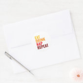 Grappig Eten Drinken Slapen Herhalen Ronde Sticker (Envelop)