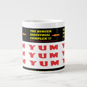 Grappig eten grappen woorden en patroon grote koffiekop