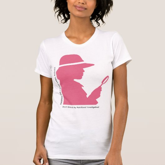 Grappig Eten Label Quip Blush Roze Silhouet Sleuth T-shirt (Voorkant)