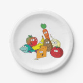 Grappig eten met gezichten papieren bordje (Voorkant)