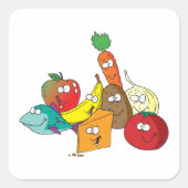 Grappig eten met gezichten vierkante sticker (Voorkant)