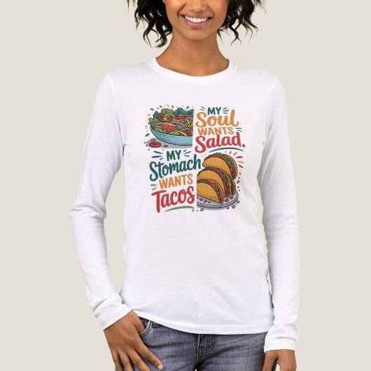 Grappig eten minnaar citaat: Tacos vs Salad Tri-Blend Shirt (Voorkant volledig)