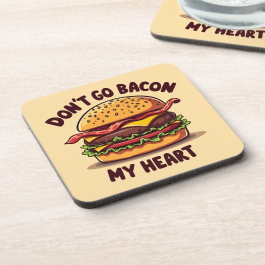 Grappig eten Pun Bacon Lover Cheeseburger Design Bier Onderzetter (Linkerzijde)