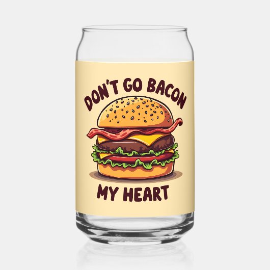 Grappig eten Pun Bacon Lover Cheeseburger Design Blikvorm Glas (Achterkant)