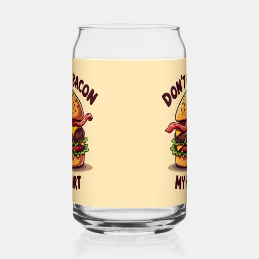 Grappig eten Pun Bacon Lover Cheeseburger Design Blikvorm Glas (Links)