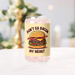Grappig eten Pun Bacon Lover Cheeseburger Design Blikvorm Glas