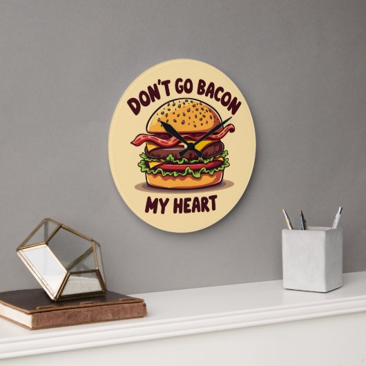 Grappig eten Pun Bacon Lover Cheeseburger Design Grote Klok (Kantoor)