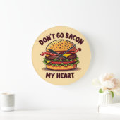 Grappig eten Pun Bacon Lover Cheeseburger Design Grote Klok (Huis)