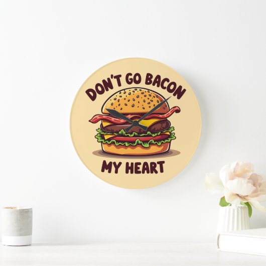 Grappig eten Pun Bacon Lover Cheeseburger Design Grote Klok (Huis)