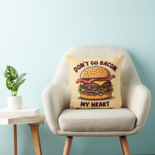 Grappig eten Pun Bacon Lover Cheeseburger Design Kussen