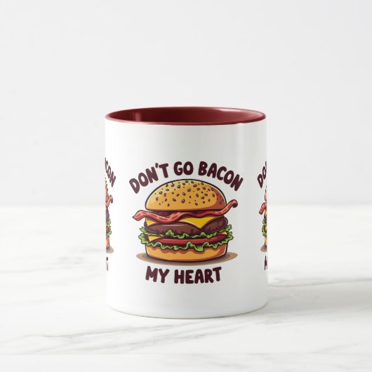 Grappig eten Pun Bacon Lover Cheeseburger Design Mok (Midden)