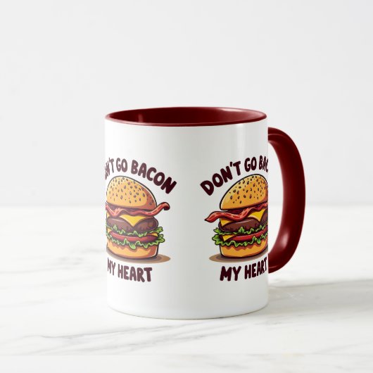 Grappig eten Pun Bacon Lover Cheeseburger Design Mok (Voorkant rechts)