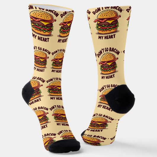 Grappig eten Pun Bacon Lover Cheeseburger Design Sokken (Gebogen)