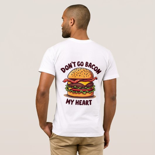 Grappig eten Pun Bacon Lover Cheeseburger Design T-shirt (Achterkant volledig)