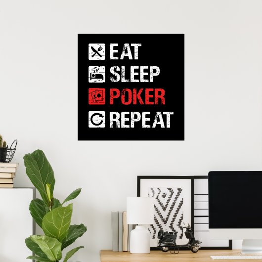 Grappig eten slaap poker herhalen Casino woord kun Poster (Thuiskantoor)