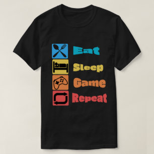 Grappig "Eten Slapen Game Herhalen" Gamer T-Shirt