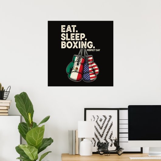 Grappig Eten Slapen Herhalen Boksen Poster (Thuiskantoor)