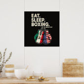 Grappig Eten Slapen Herhalen Boksen Poster (Keuken)