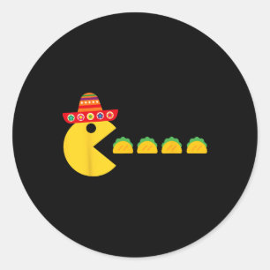 Grappig Eten Tacos Fiesta Cinco de Mayo Mexicaanse Ronde Sticker