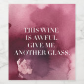 Grappig etiket "Awful Wine", geïnspireerd door het (Enkel label)