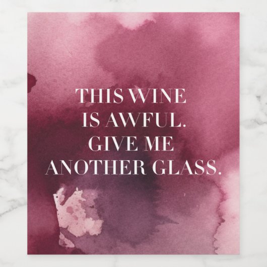 Grappig etiket "Awful Wine", geïnspireerd door het (Enkel label)