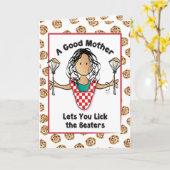 Grappig Etnisch Zwart Haar Cartoon Moederdag Kaart (Gele Bloem)