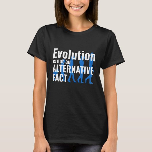 Grappig "Evolutie is geen alternatief feit" T-shirt (Voorkant)