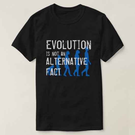 Grappig "Evolutie is geen alternatief feit" T-shirt (Design voorkant)
