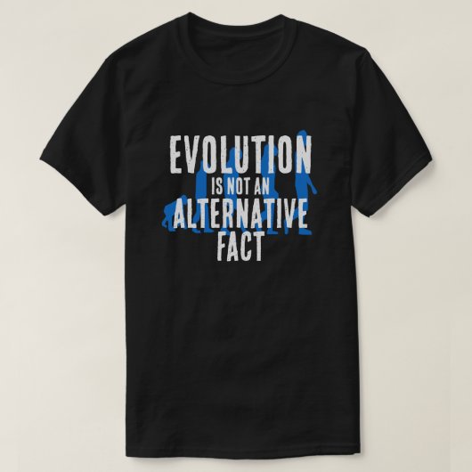 Grappig "Evolutie is geen alternatief feit" T-shirt (Design voorkant)
