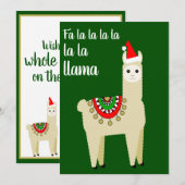 Grappig Fa La La Whole Llama Fun Alpaca Santa Hat Feestdagenkaart (Voorkant / Achterkant)
