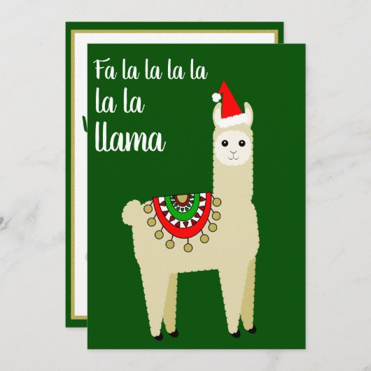 Grappig Fa La La Whole Llama Fun Alpaca Santa Hat Feestdagenkaart (Voorkant / Achterkant)