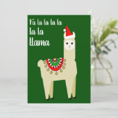 Grappig Fa La La Whole Llama Fun Alpaca Santa Hat Feestdagenkaart (Staand voorkant)