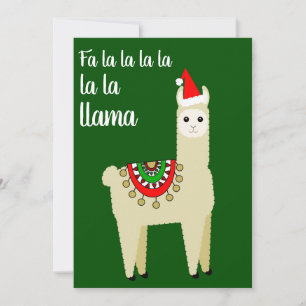 Grappig Fa La La Whole Llama Fun Alpaca Santa Hat Feestdagenkaart
