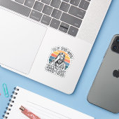 Grappig Facepalm Retro Citaat Vintage Gravure Shir Sticker (Laptop met iPhone)