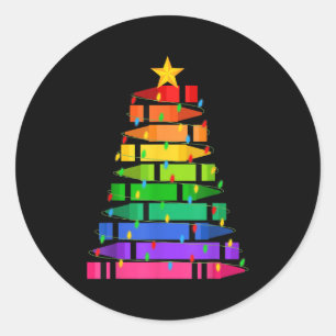 Grappig Familie Kerst Shirt Leraar Kerstwagen Ronde Sticker