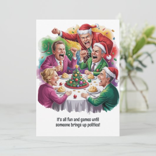 Grappig Familie Politiek Kerstmis Feestdagenkaart (Staand voorkant)