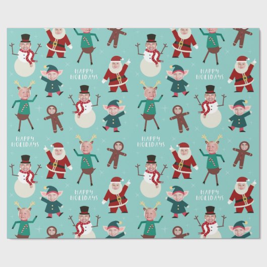 Grappig Family Photo Holiday Wrapping Paper Cadeaupapier (Vlak)
